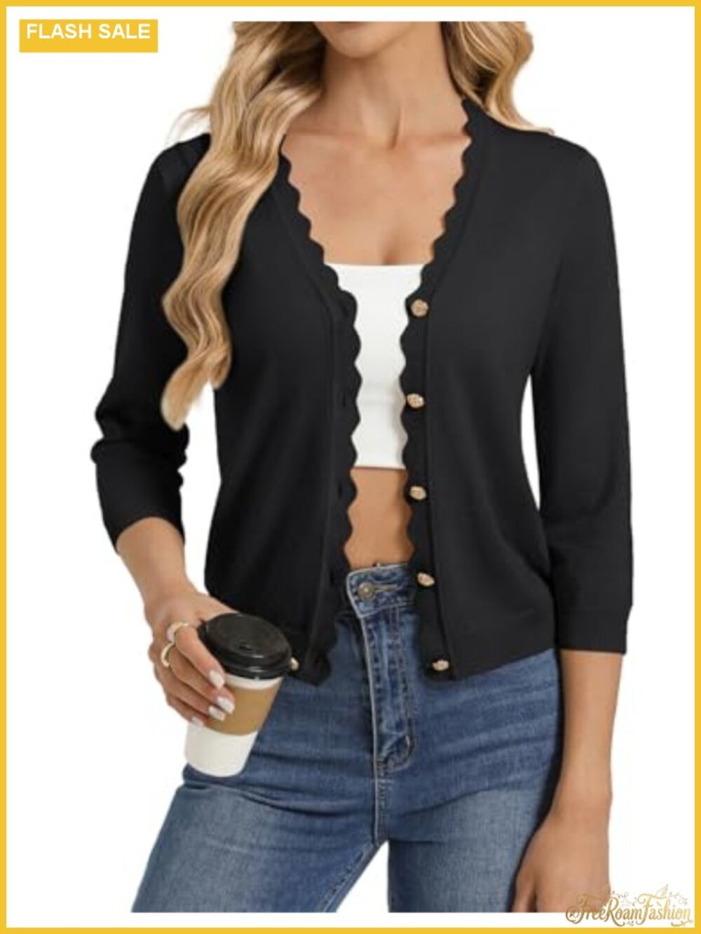 Lightweight 3/4 Sleeve V-Neck Cardigan Women Summer Bolero Shrugs